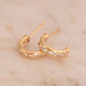 Leah Alexandra Channel Huggies in 10K Gold